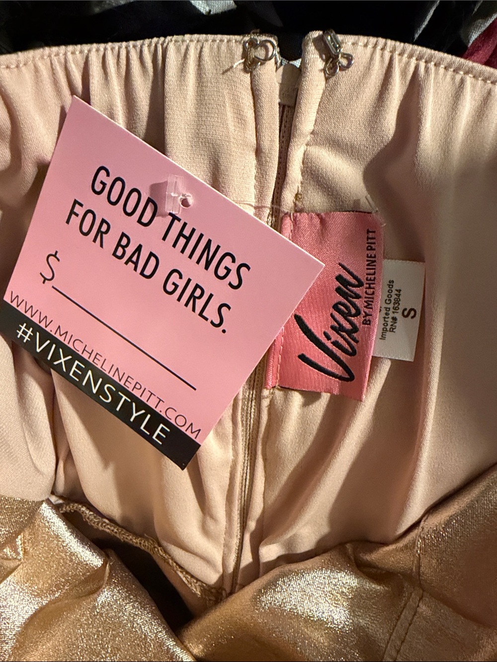 NWT Vixen by Micheline Pitt Jawbreaker Swing dress in Champagne Rose Gold - Picture 3 of 3